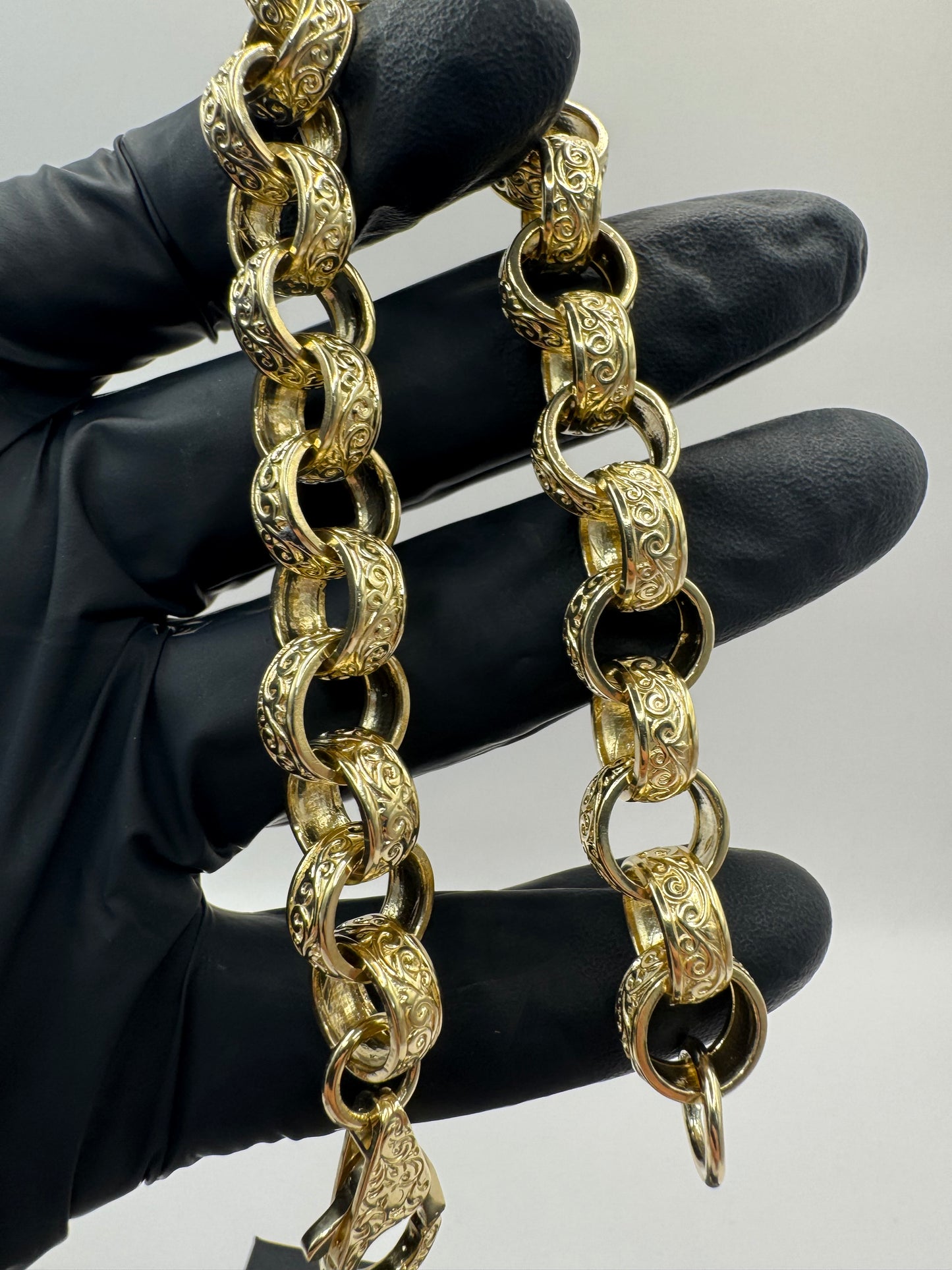 9ct Gold Belcher Bracelet 9.75” 12mm 55g