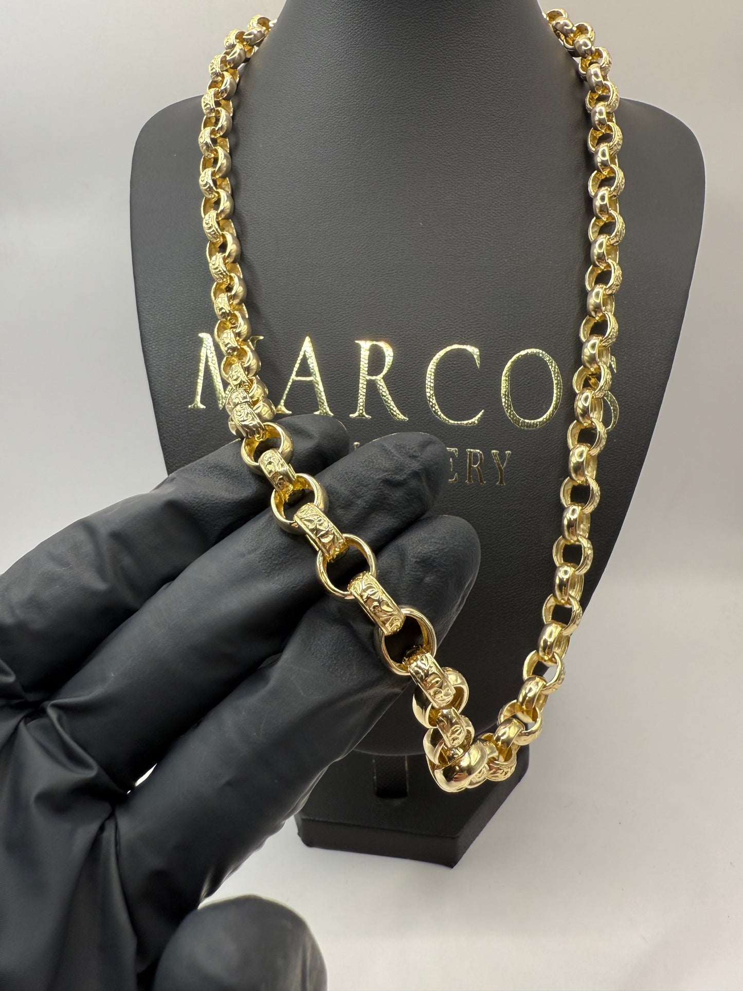 9ct Gold Oval Belcher Chain 24” 9/11mm 70.1g