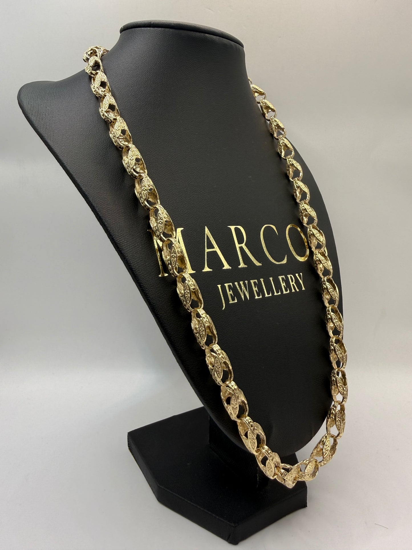 9ct Gold Tulip Chain 24.5" 8mm 58.65g