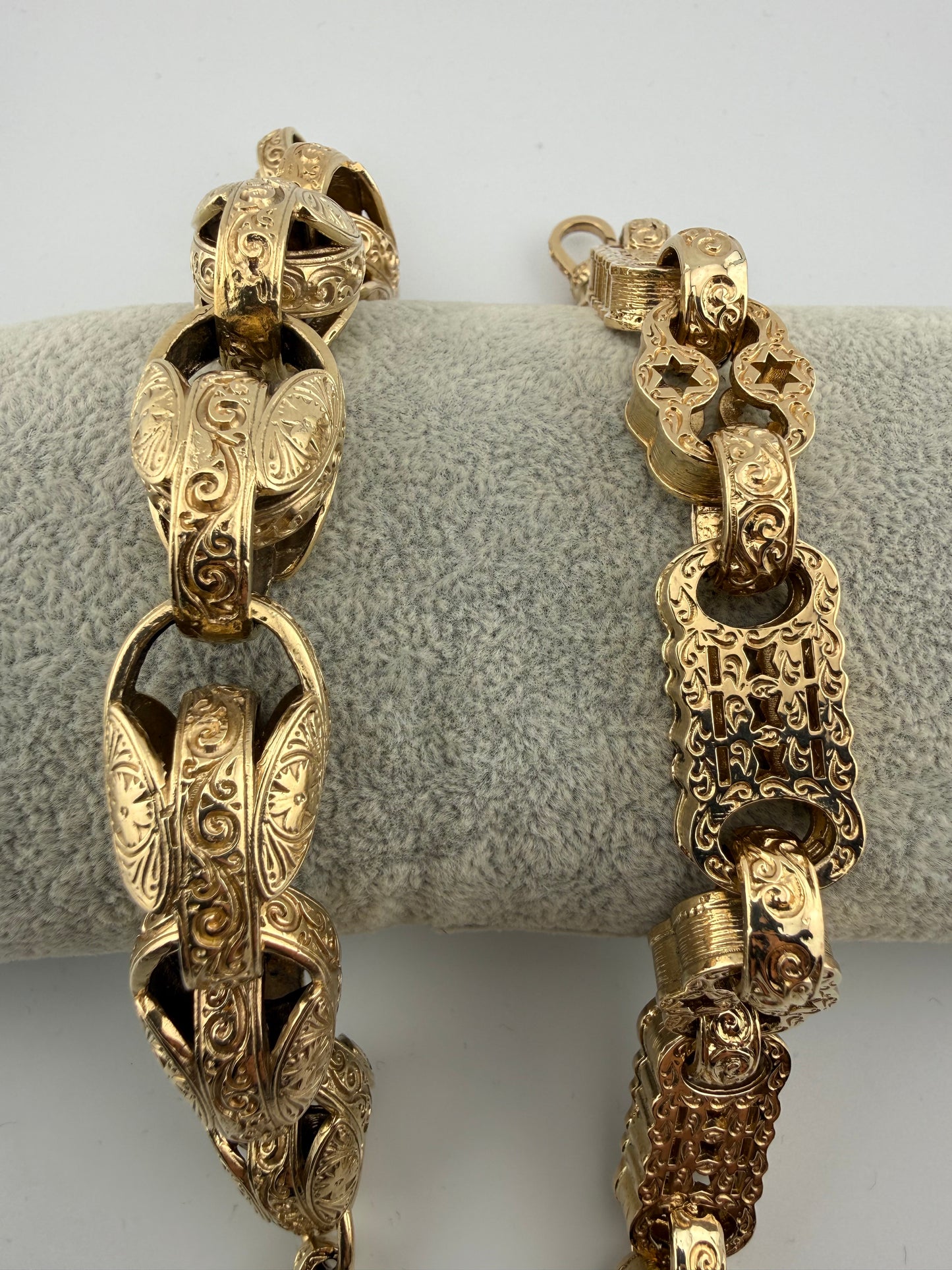 9ct Gold XL Stars & Bars Bracelet 9.75" 17mm 83.26g