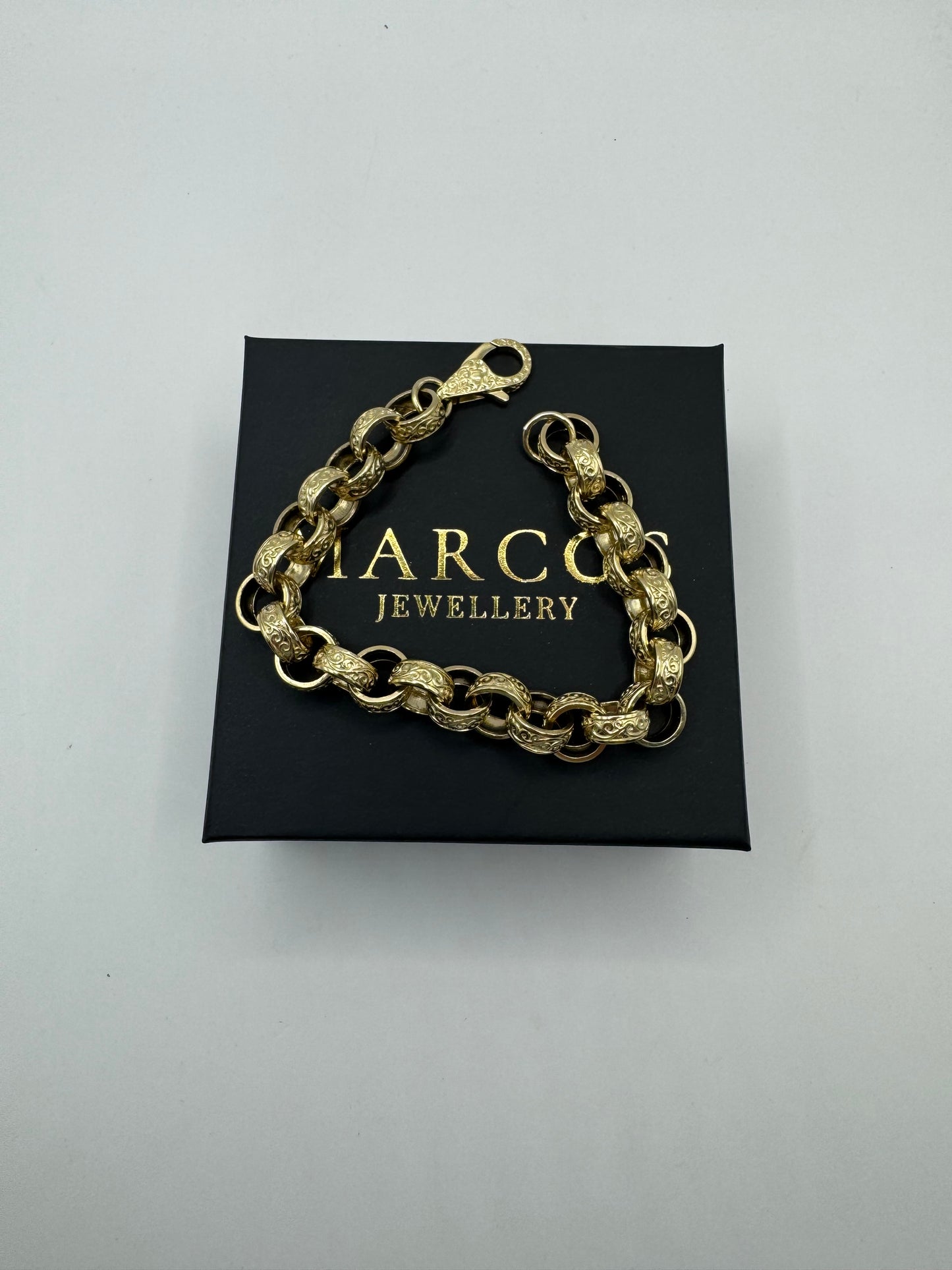 9ct Gold Belcher Bracelet 9.75” 12mm 55g