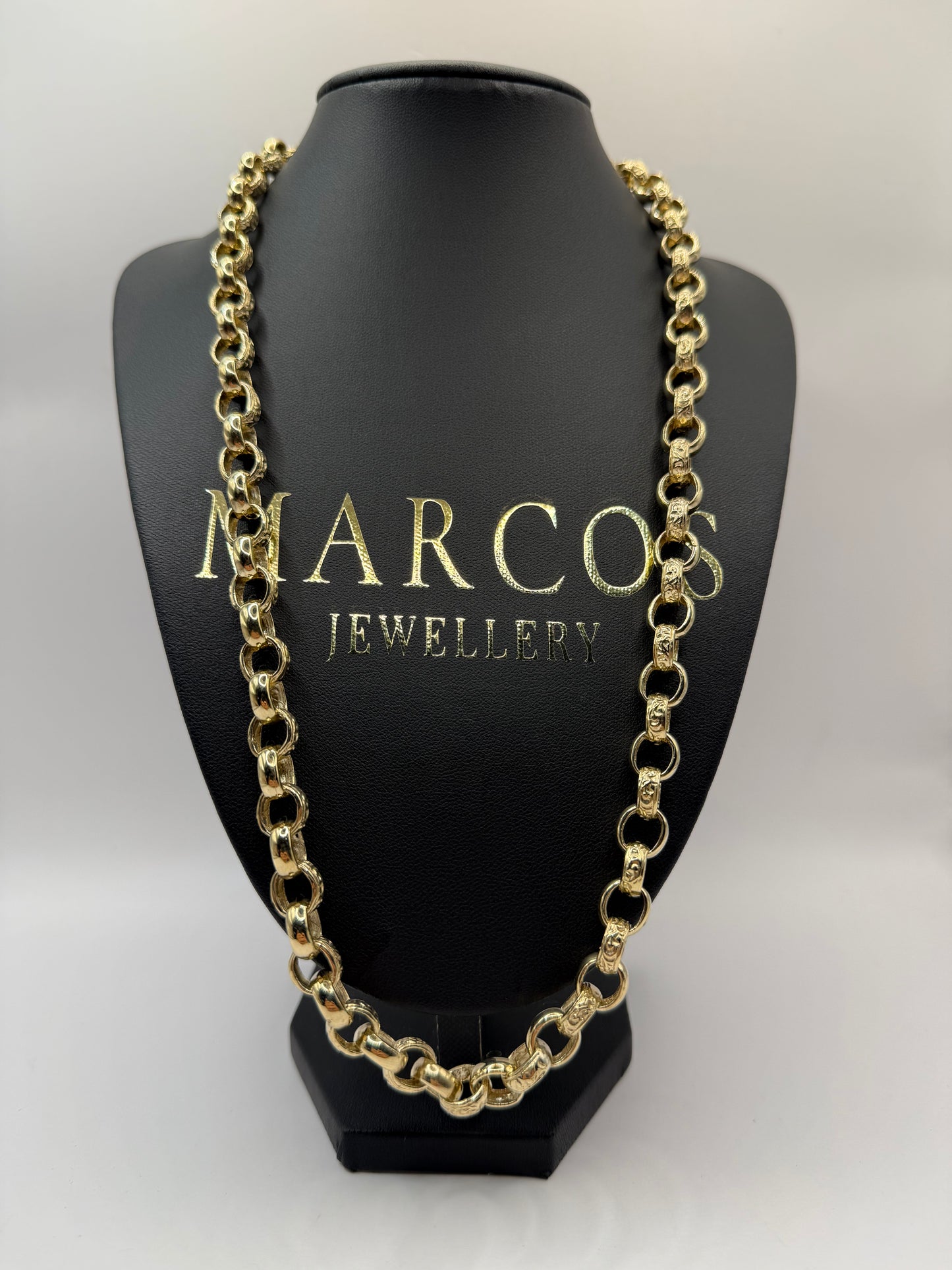 9ct Gold Oval Belcher Chain 24.8" 10-11mm 73.67g