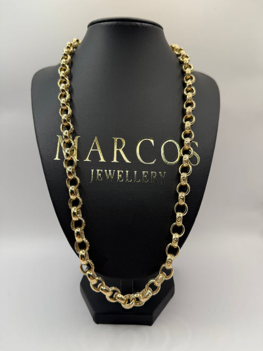 9ct Gold Oval Belcher Chain 24.8" 10-11mm 73.67g