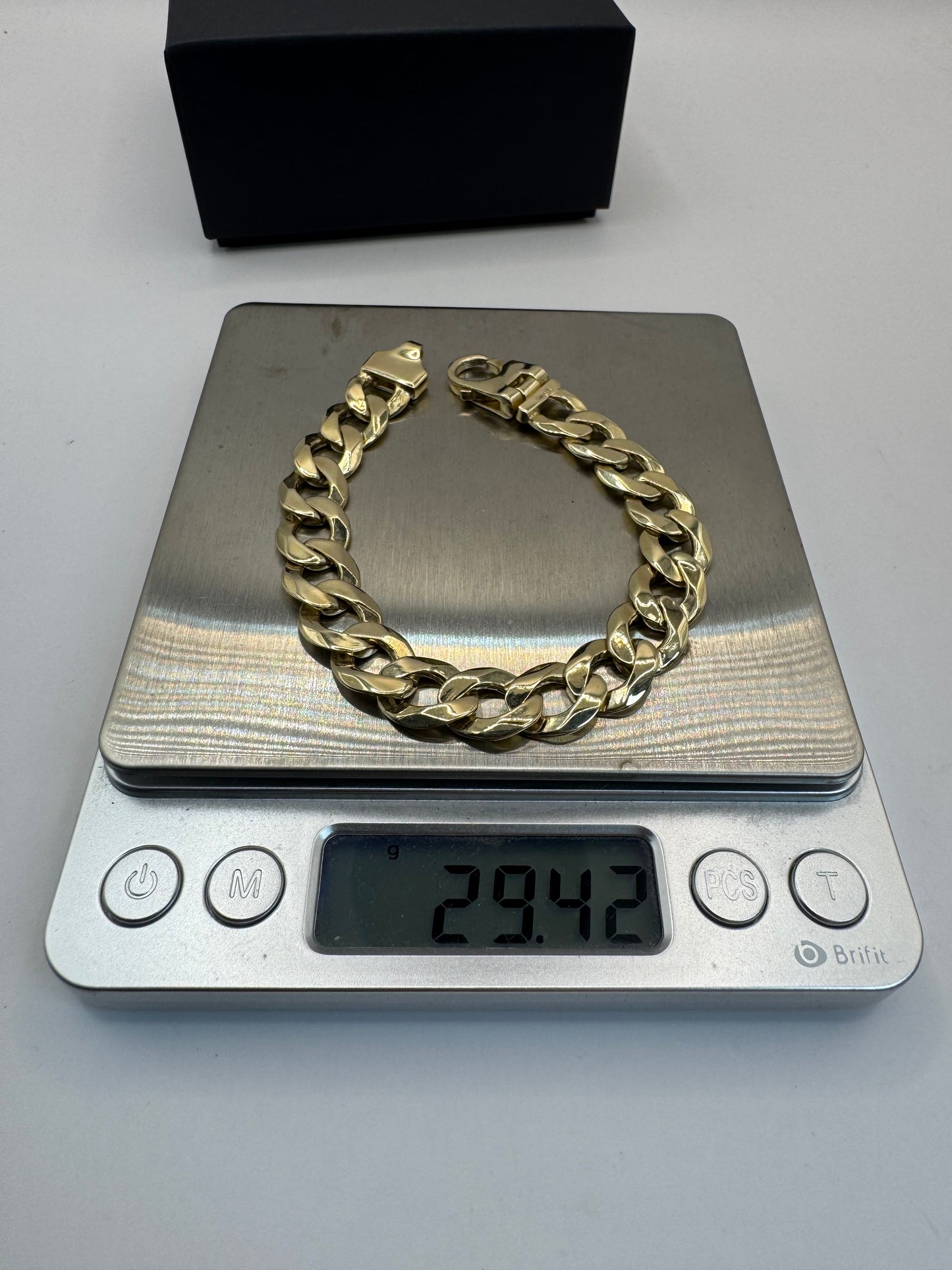 9ct Solid Gold Curb Bracelet 7.65” 11mm 29.4g