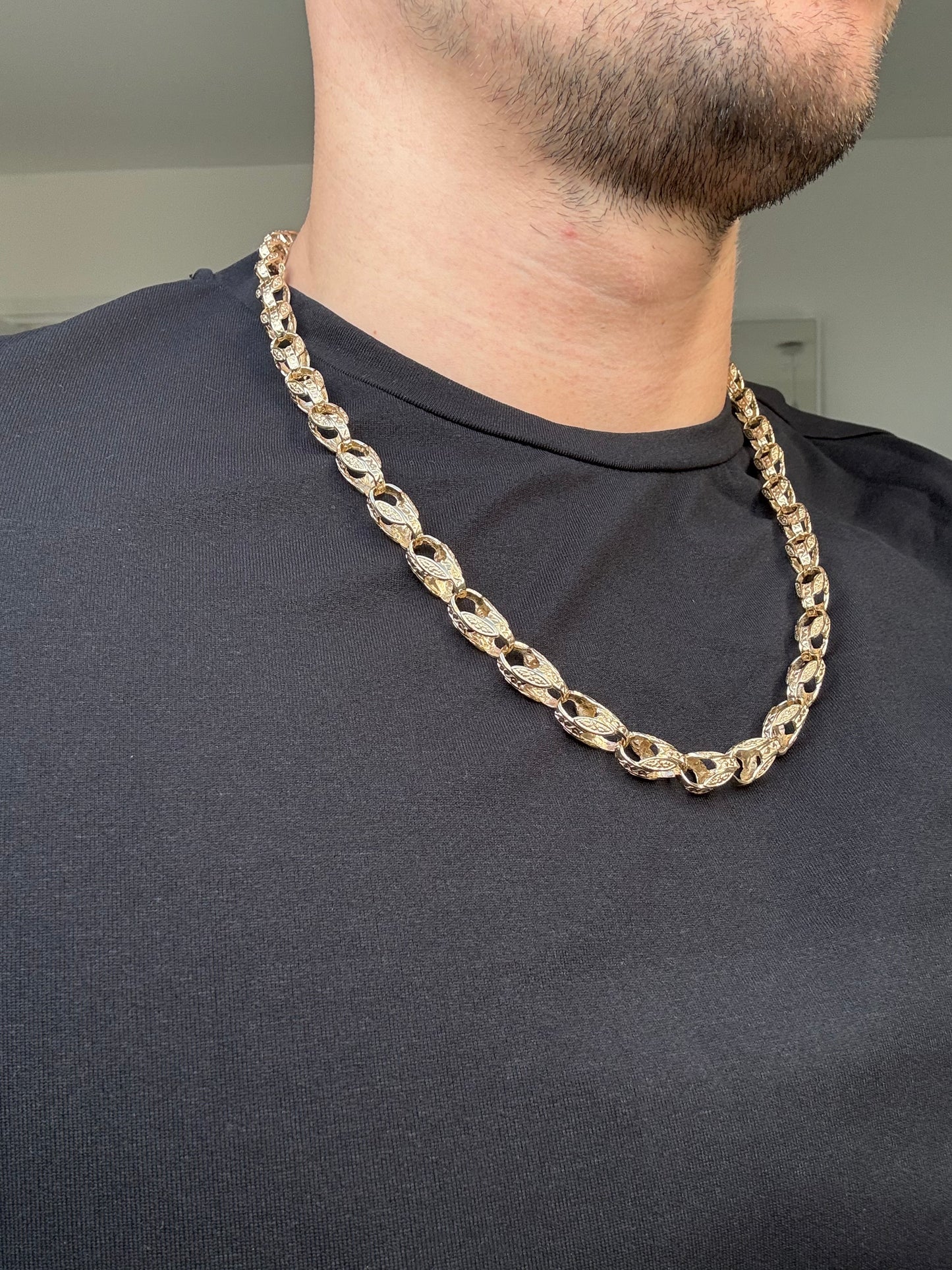 9ct Gold Tulip Chain 24.5" 8mm 58.65g