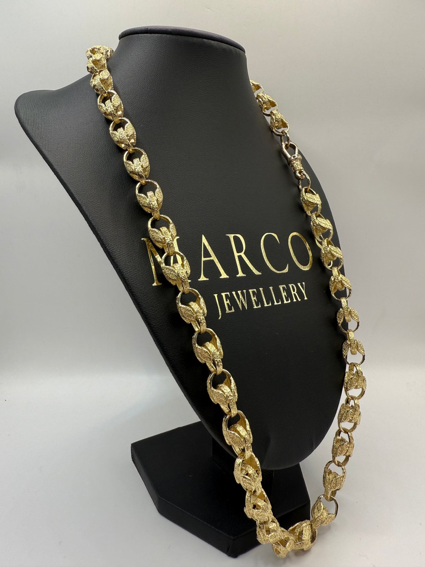 9ct Gold Tulip Chain 27” 10.5mm 91.9g