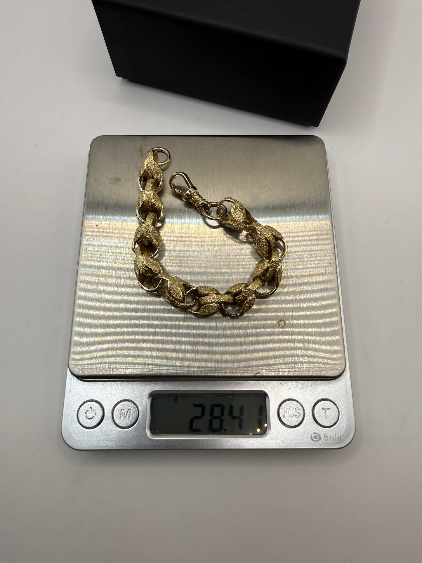 9ct Gold Tulip Bracelet 7.85" 11mm 28.44g