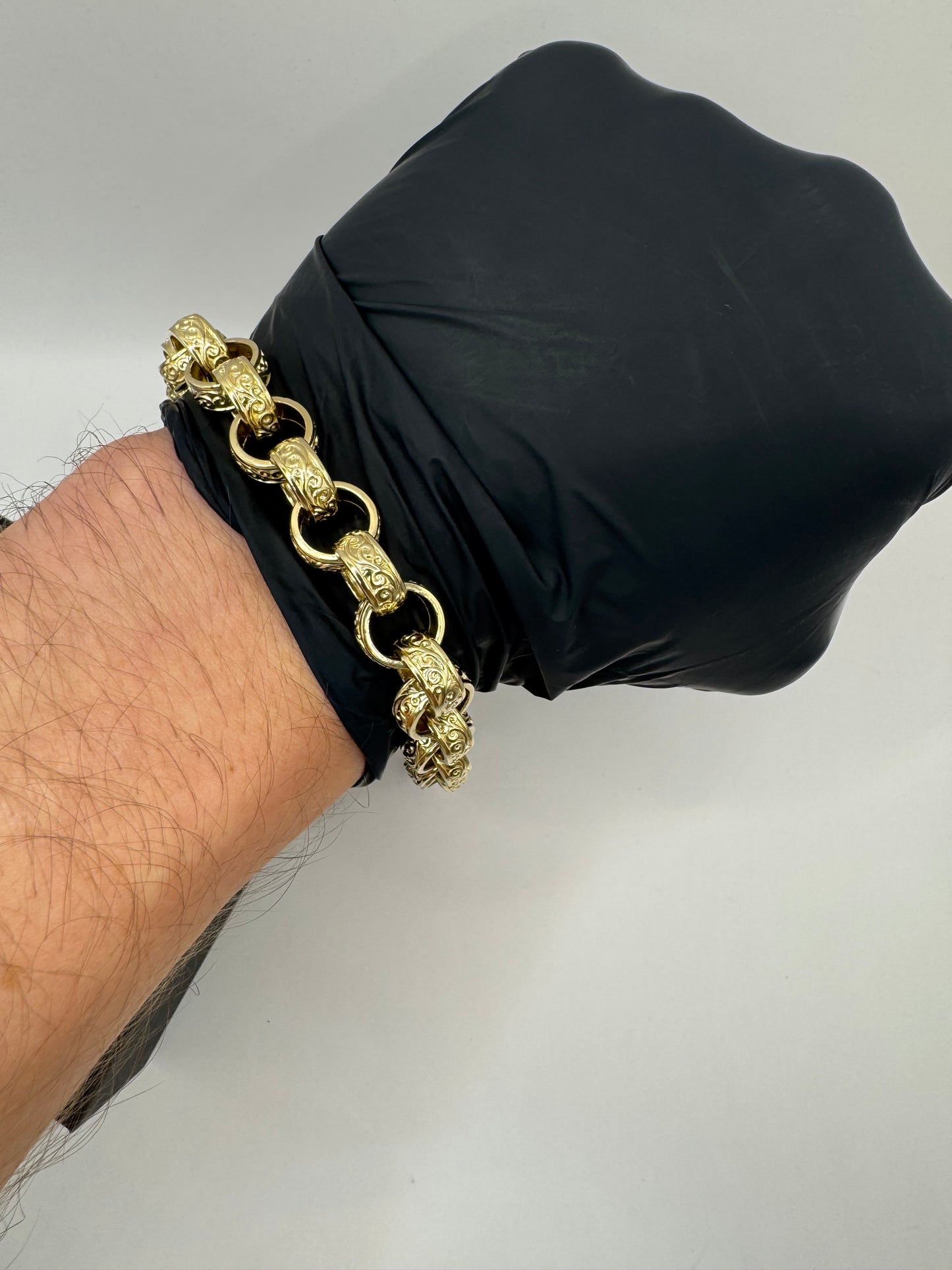 9ct Gold Belcher Bracelet 9.75” 12mm 55g