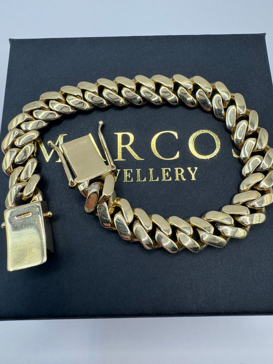 9ct Gold Solid Miami Cuban Link Bracelet