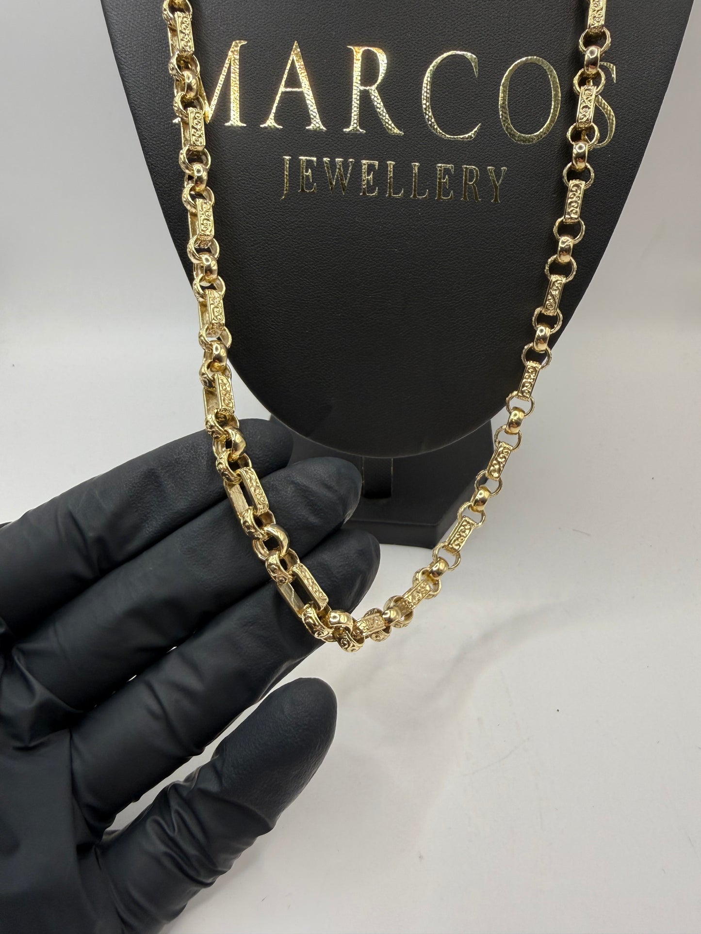 9ct Gold Belcher Gypsy Link Chain 27” 8mm 72.5g