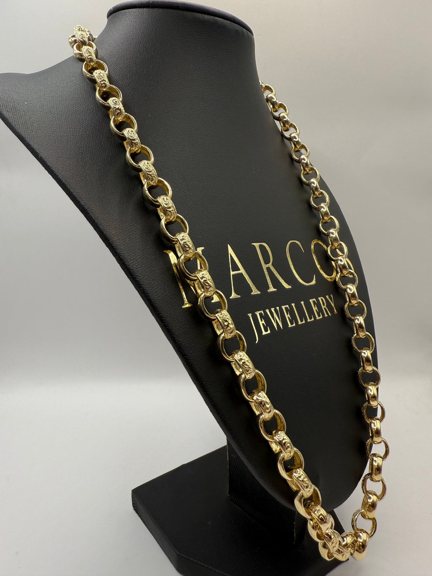 9ct Gold Oval Belcher Chain 24” 9/11mm 70.1g