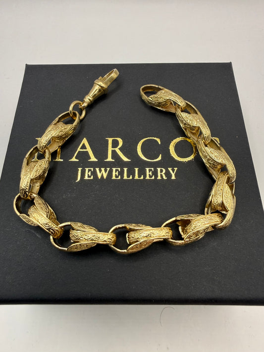 9ct Gold Tulip Bracelet 8.75" 9mm 26.6g
