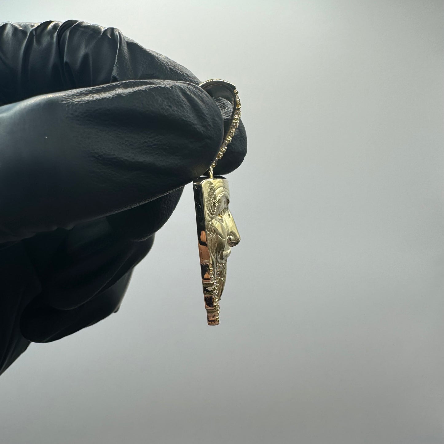 9ct Solid Gold CZ Face Mask Pendant