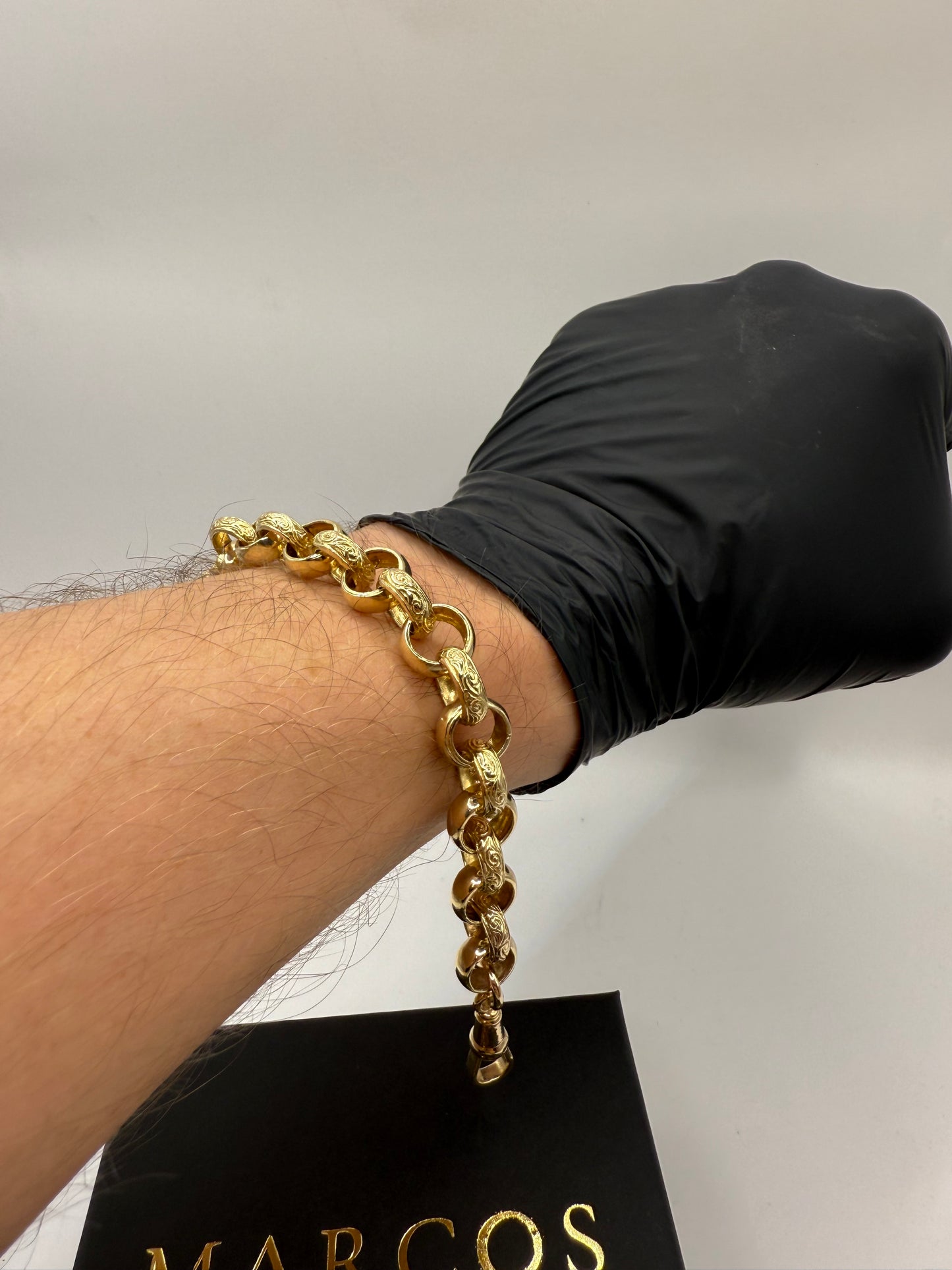 9ct Gold Belcher Bracelet 7.25" 12mm 27.12g