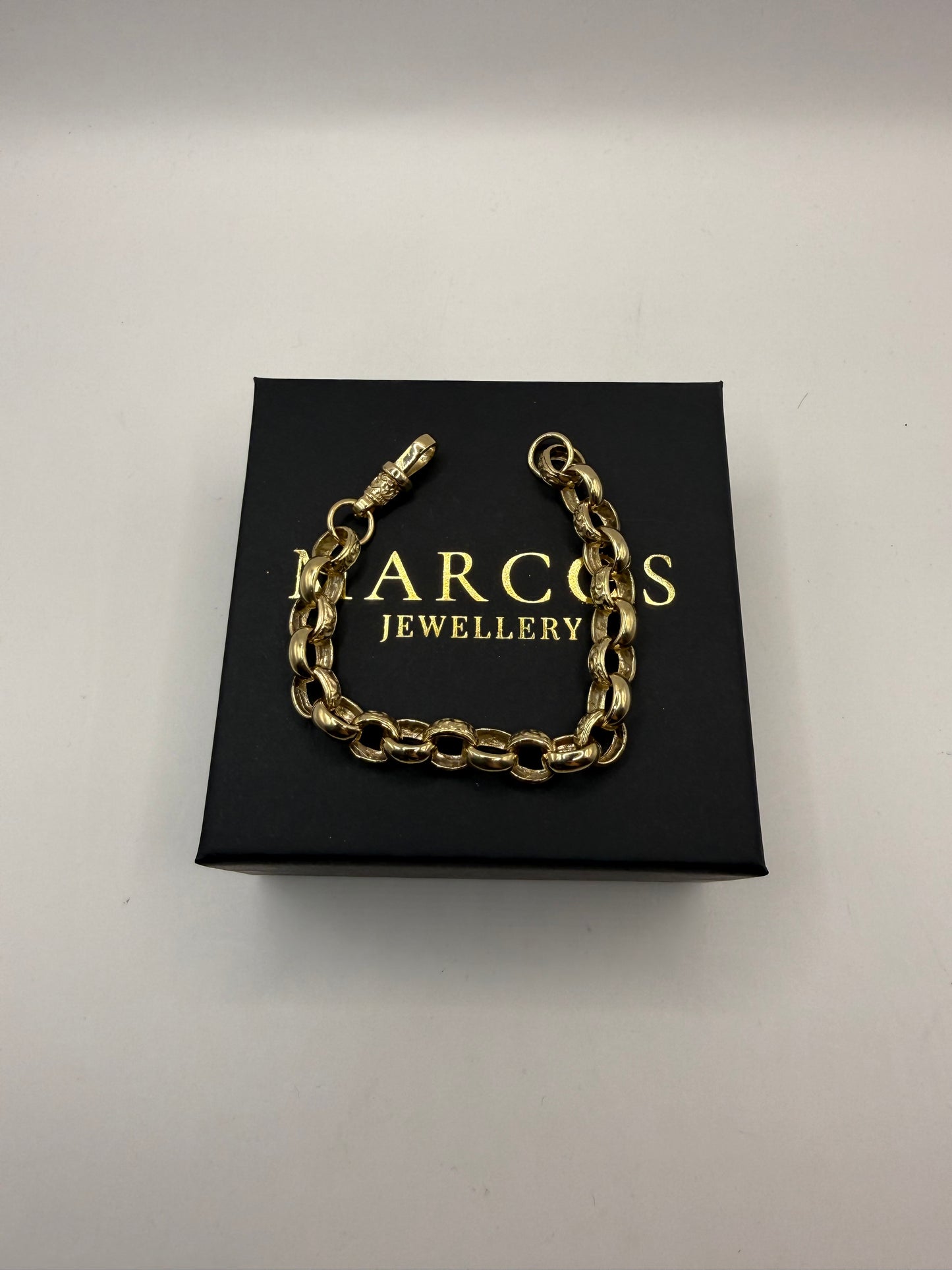 9ct Gold Belcher Bracelet 7.5" 10mm 21.66g