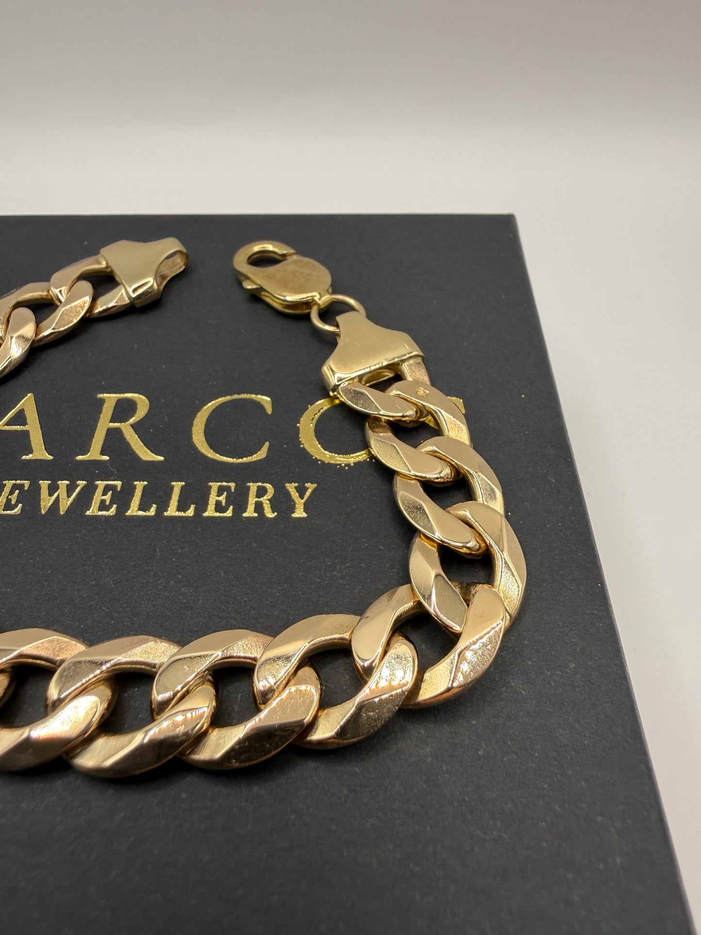 9ct Gold Curb Bracelet 8.1" 12mm 41.2g