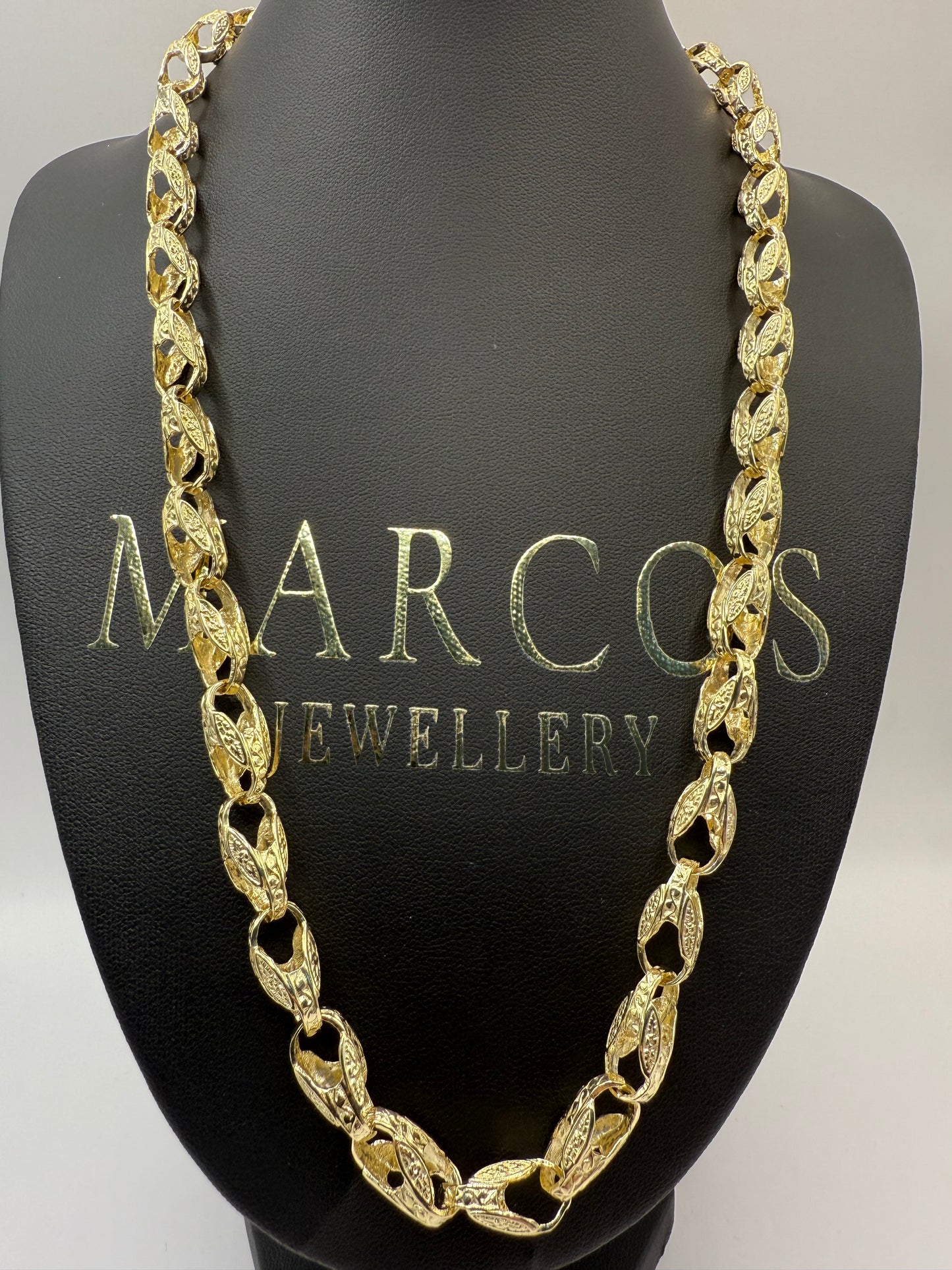 9ct Gold Tulip Chain 22.5” 8mm 50.4g