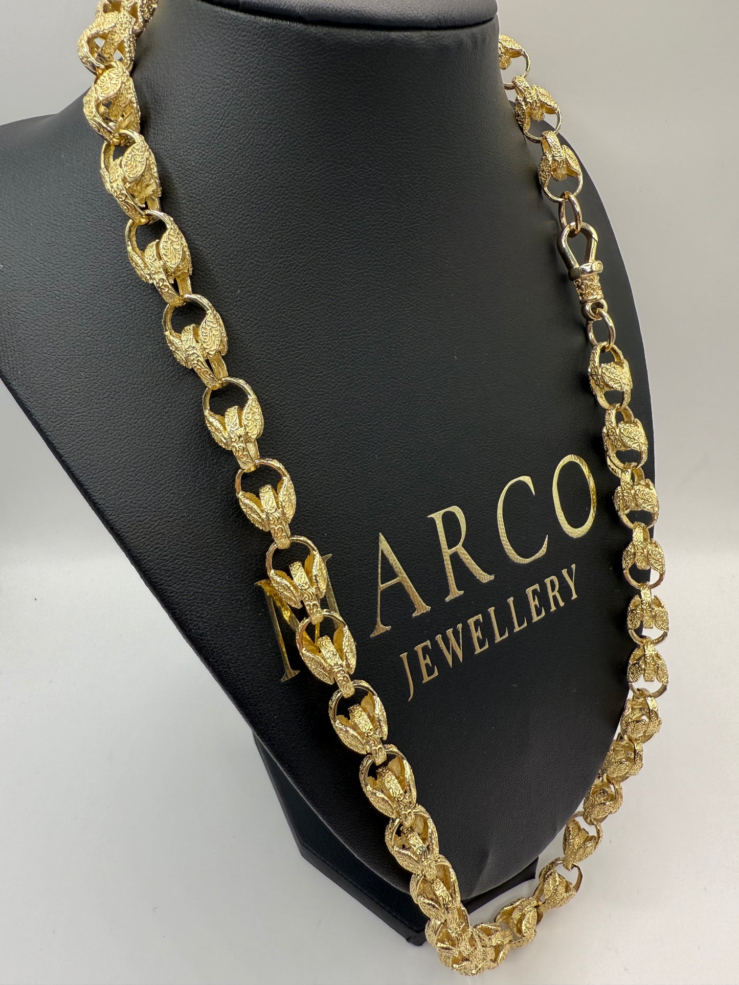 9ct Gold Tulip Chain 27” 10.5mm 91.9g