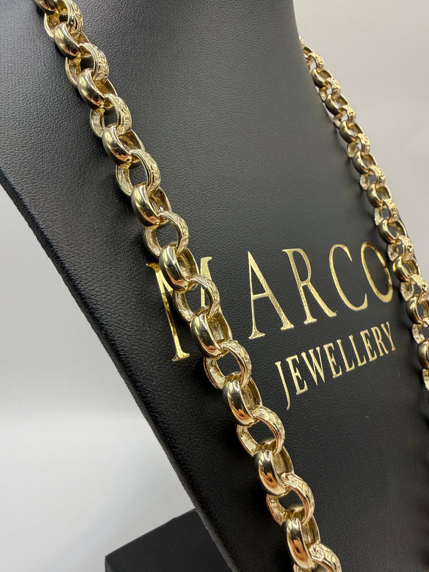 9ct Gold Oval Belcher Chain 24.8" 10-11mm 73.67g