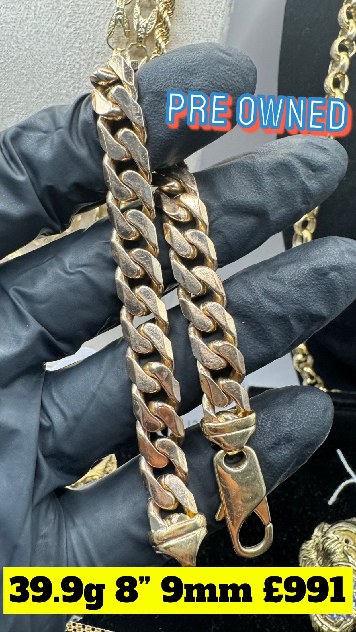 9ct Solid Gold Curb Bracelet