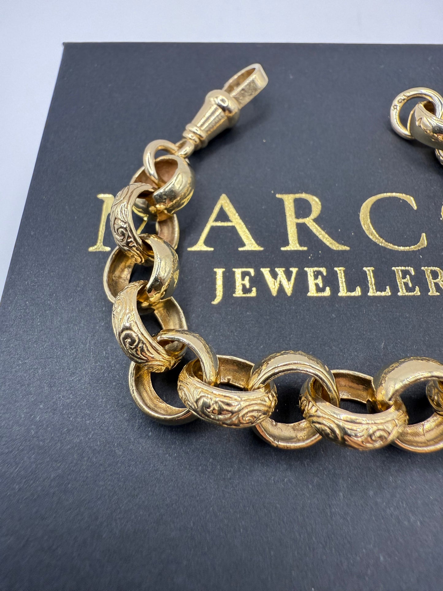 9ct Gold Belcher Bracelet 7.25" 12mm 27.12g