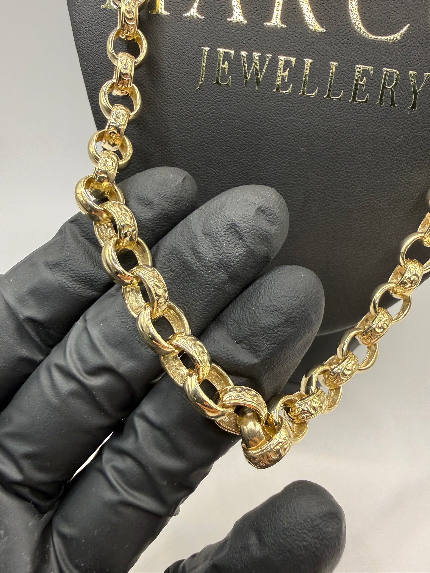9ct Gold Oval Belcher Chain 24.8" 10-11mm 73.67g