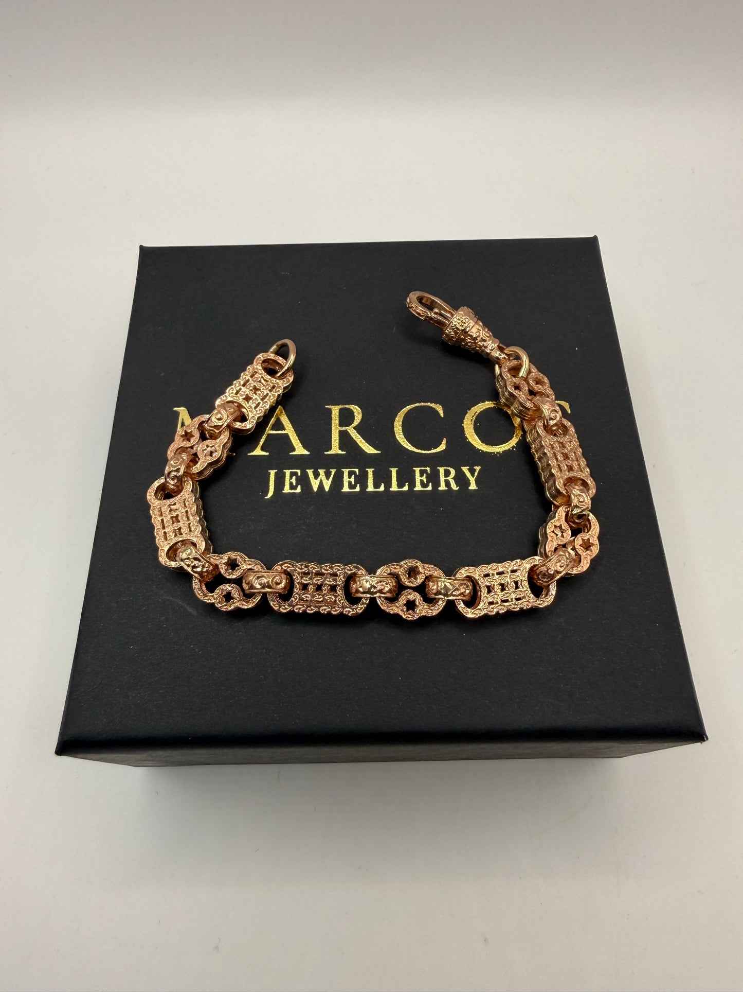 9ct Gold Stars & Bars Bracelet 7.5" 10mm 25.3g