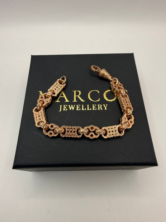9ct Gold Stars & Bars Bracelet 7.5" 10mm 25.3g