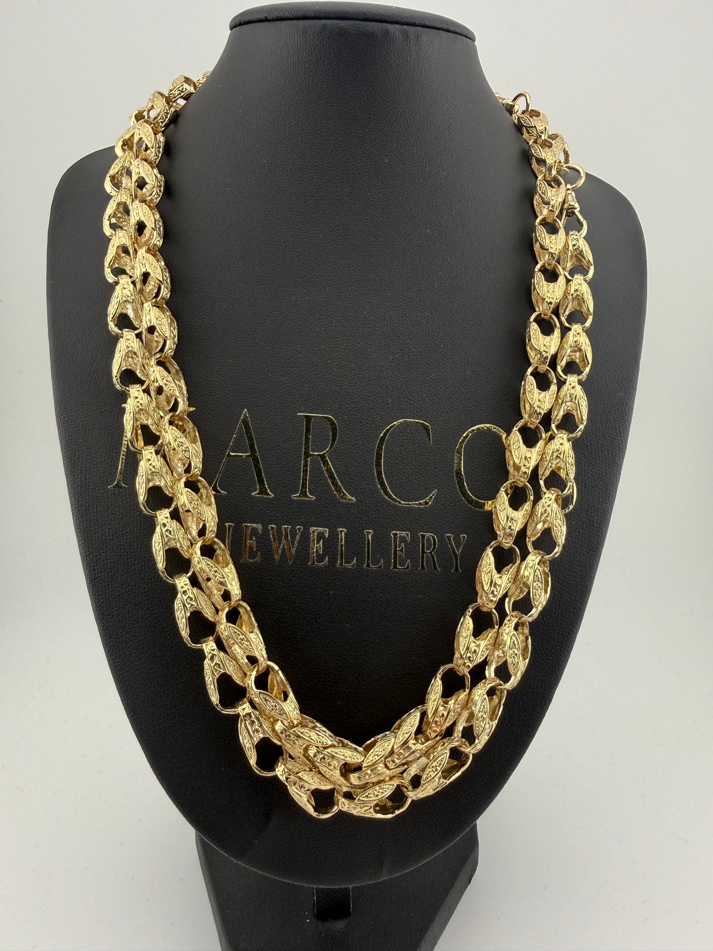 9ct Gold Tulip Chain 22.25" 8mm 51.7g