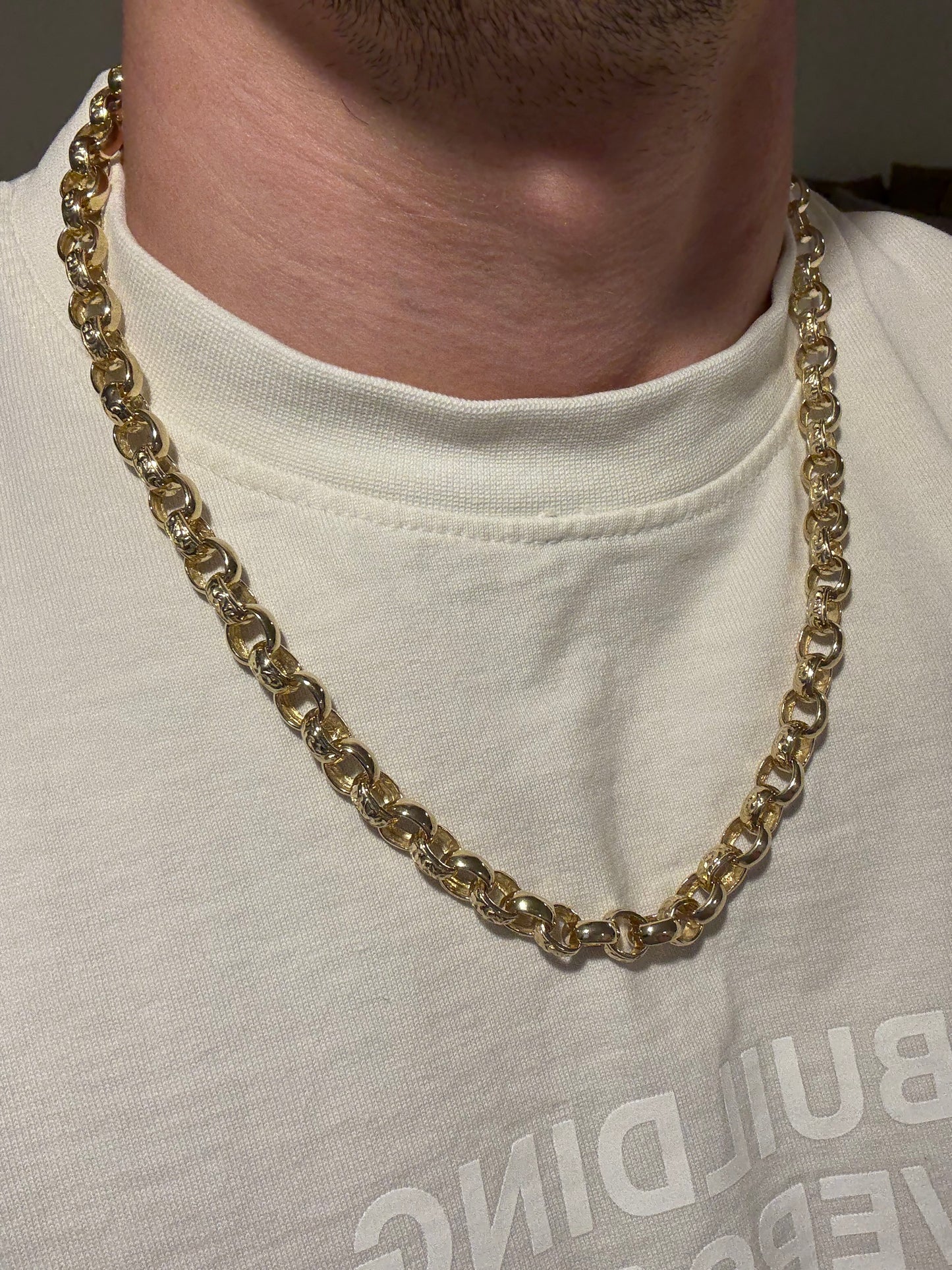 9ct Gold Oval Belcher Chain 24” 9/11mm 70.1g