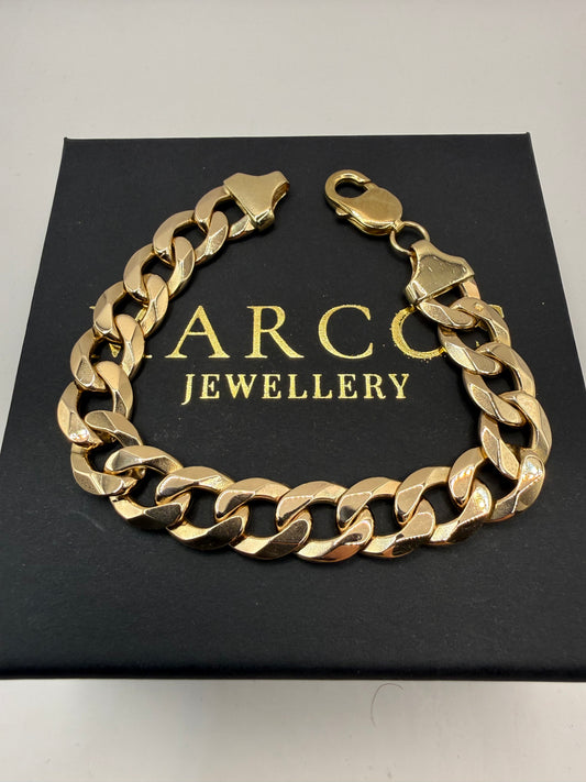 9ct Gold Curb Bracelet 8.1" 12mm 41.2g