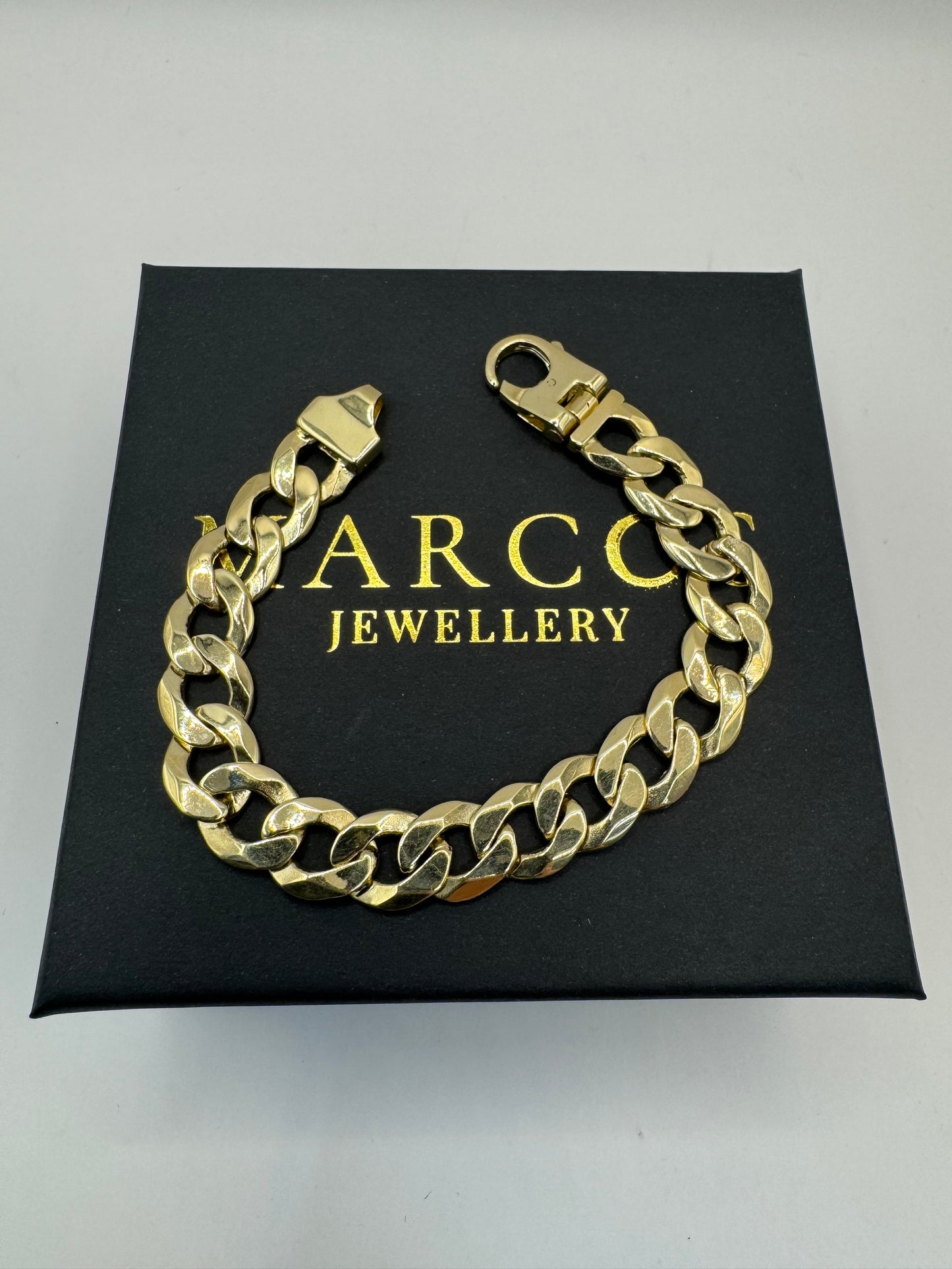 9ct Solid Gold Curb Bracelet 7.65” 11mm 29.4g