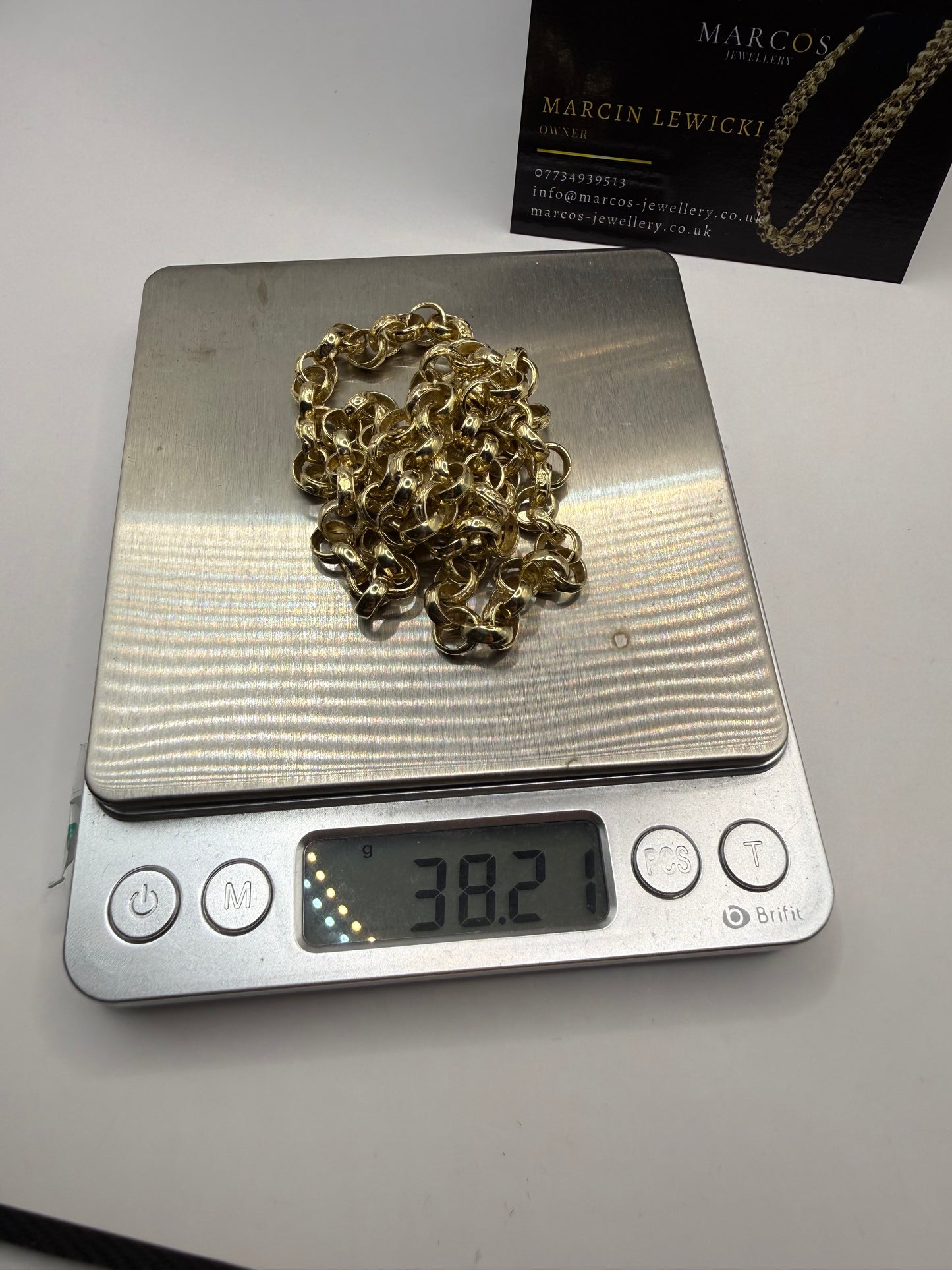 9ct Gold Belcher Chain 22.5" 7mm 38.2g