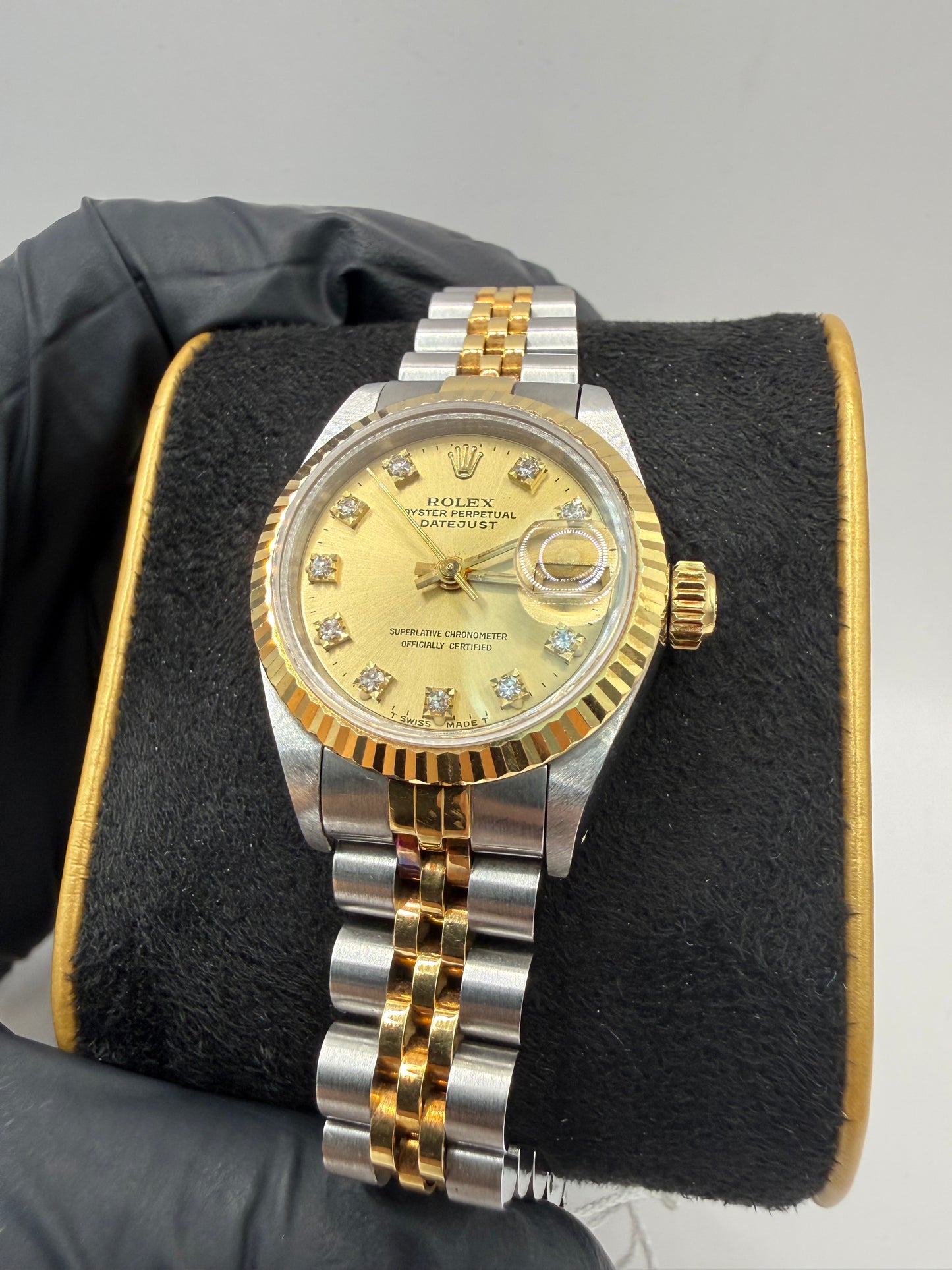 Rolex Datejust 26mm 69173 1994 Factory Champagne Gold Diamond Dot Dial