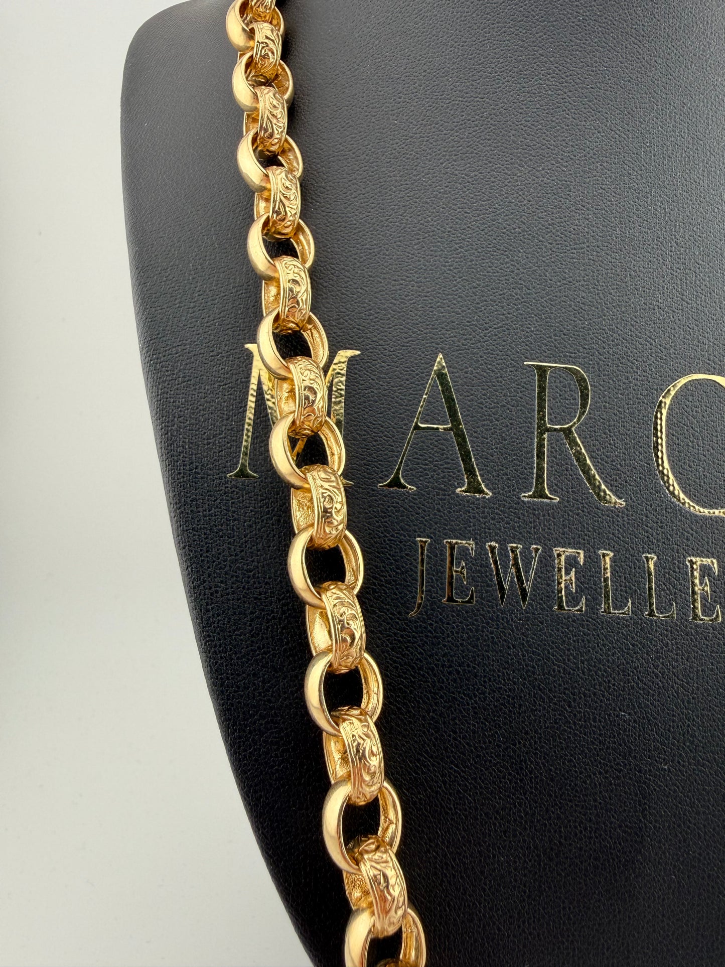 9ct Gold Belcher Chain 27” 10.5mm 80.2g
