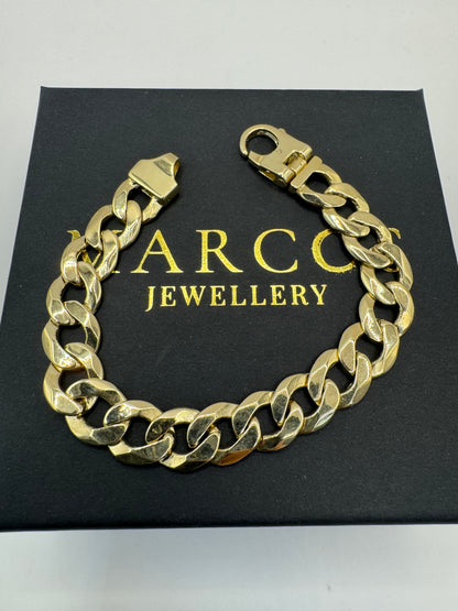 9ct Solid Gold Curb Bracelet 7.65” 11mm 29.4g