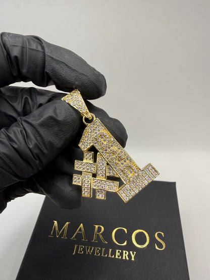 9ct Gold Stone Set Number 1 Dad Pendant 2" 28mm 7mm bale 11.2g