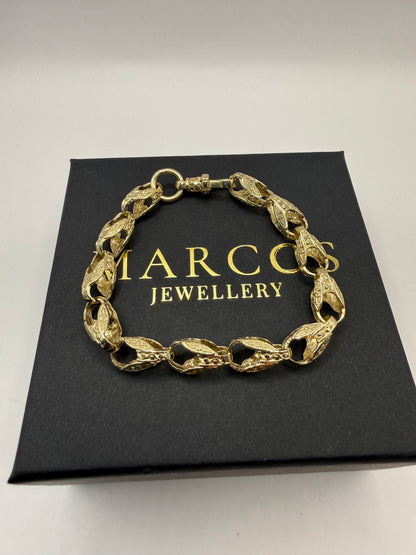 9ct Gold Tulip Bracelet 8.25" 8mm 20.4g