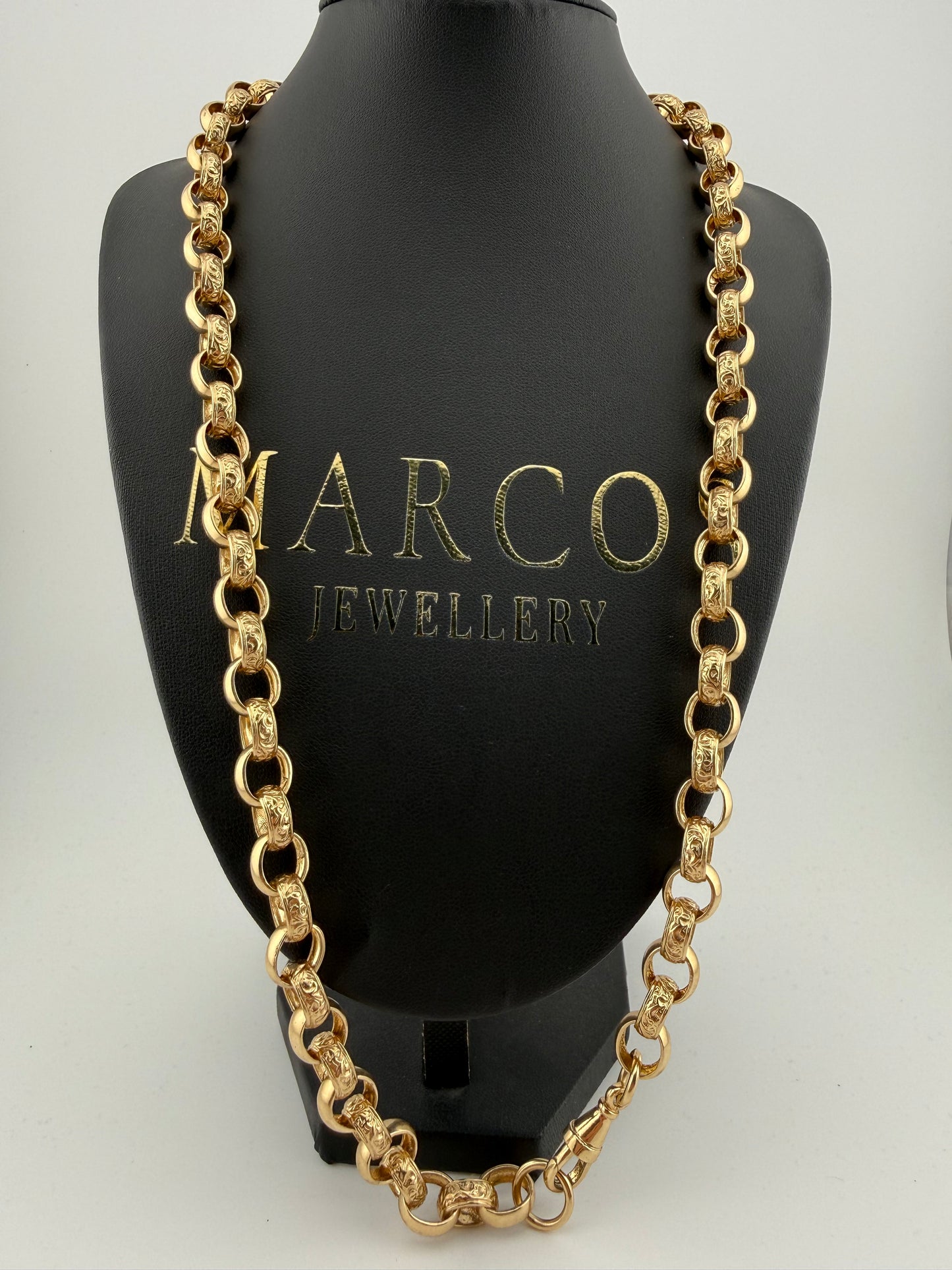 9ct Gold Belcher Chain 27” 10.5mm 80.2g