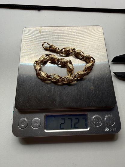 9ct Gold Tulip Bracelet 8.75" 8mm 27.26g