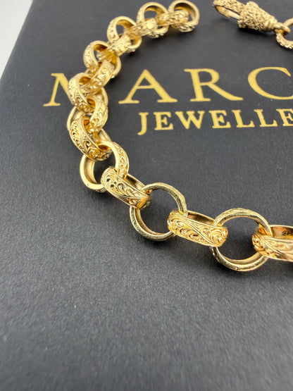 9ct Gold Belcher Bracelet 7.5" 8mm 12.4g