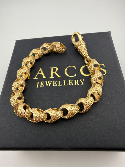 9ct Gold Acorn Bracelet 8" 10mm 31.8g