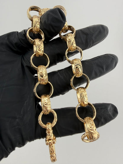 9ct Gold Belcher Bracelet 9.25" 14mm 35.4g