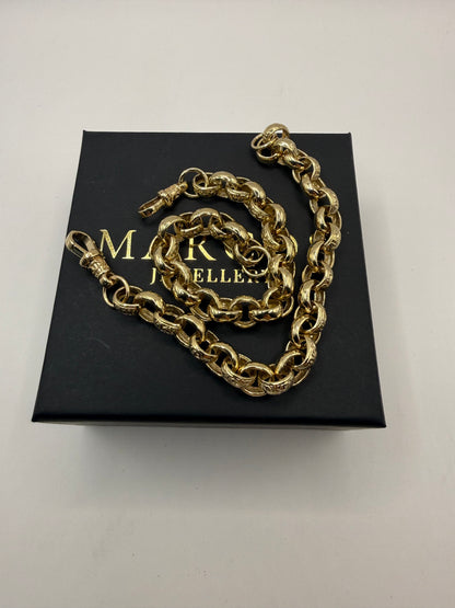 9ct Gold Belcher Bracelet 8.5" 10-11mm 24.3g