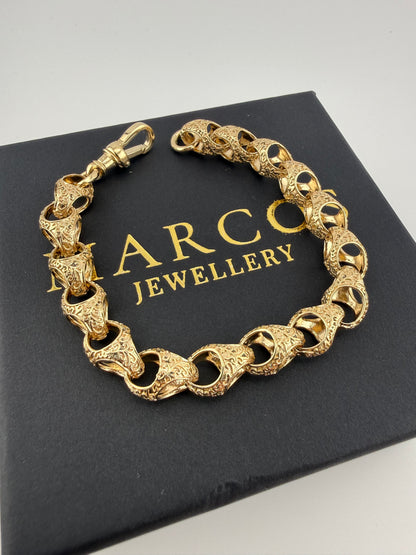 9ct Gold Acorn Bracelet 8.3" 9mm 25g
