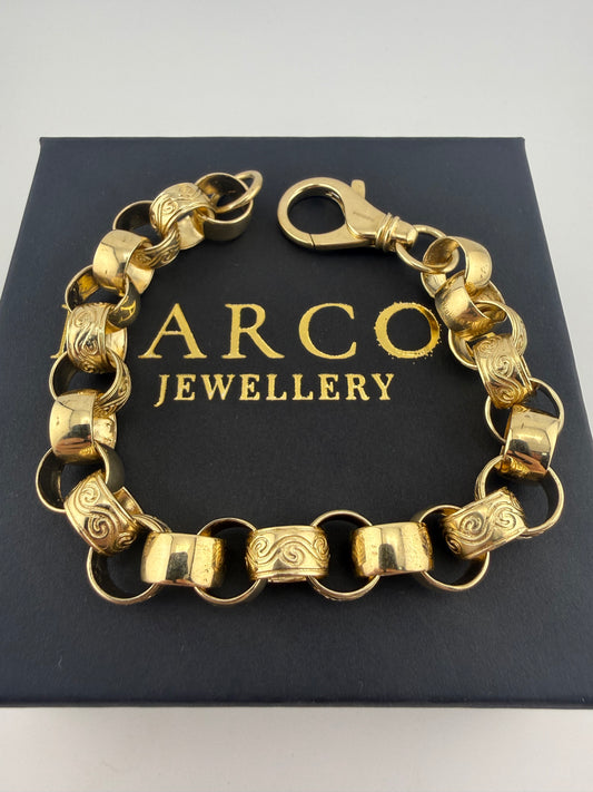9ct Gold Belcher Bracelet 9.1" 11mm 36.5g