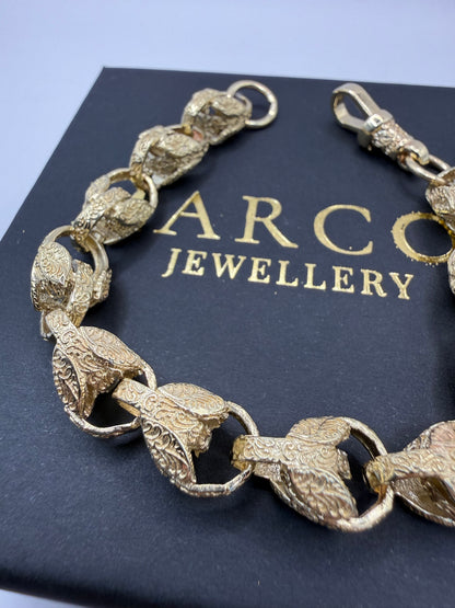 9ct Gold Tulip Bracelet 8.5" 11mm 30.15g