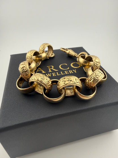 9ct Gold Belcher Bracelet 9" 18mm 66g