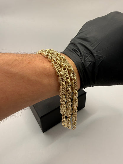 9ct Gold Stars & Bars Bracelet 8.5" 7mm 21.86g