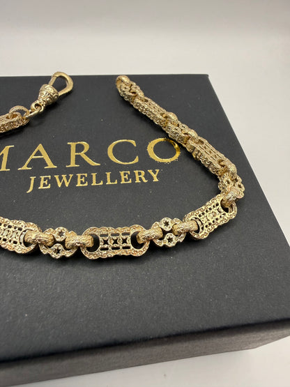 9ct Gold Stars & Bars Bracelet 9" 7mm 23.38g